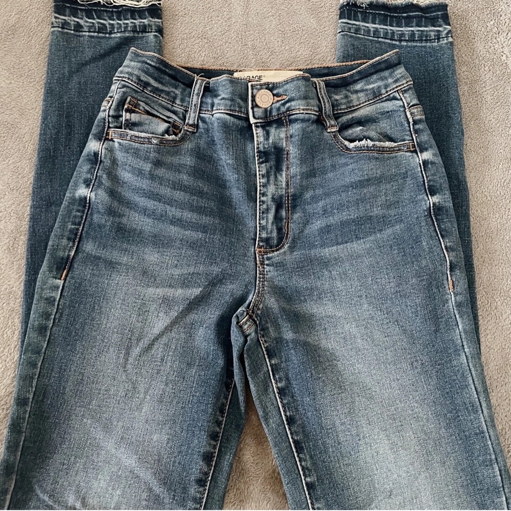 Garage Distressed Blue Ankle Jeans